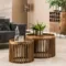 Couchtisch 2Er Set Rund Tulum Lamellen Design Mango Massivholz throughout Couchtisch Holz Modern